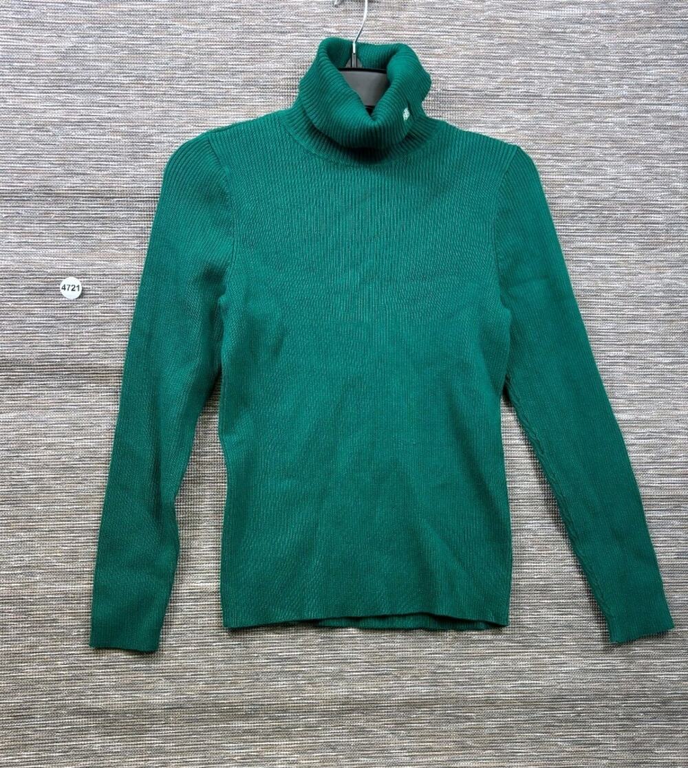 Ralph Lauren Turtleneck Knit Sweater Womens Size L Emerald Green Long Sleeve